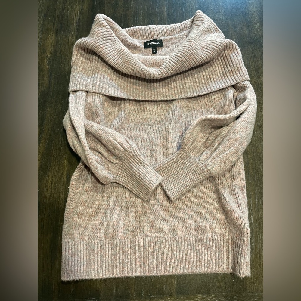 Off the shoulder cowl neck sweater